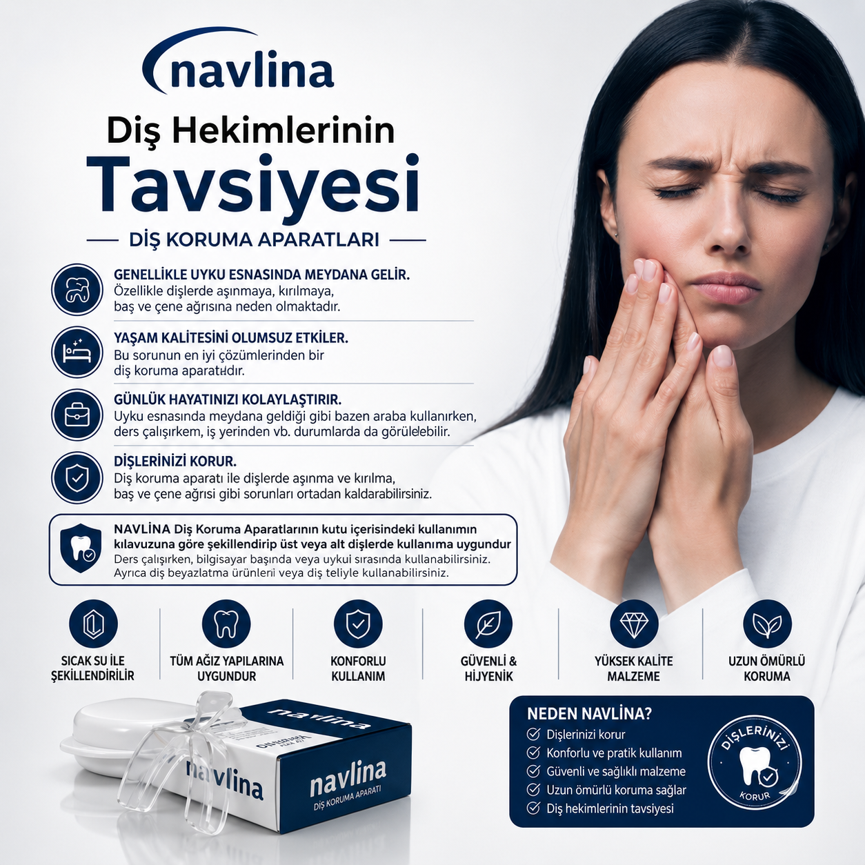 Navlina Diş Sıkma ve Horlama Önleyici Plak 1 Alana 1 Bedava